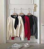 Nael Velvet Tie Pearl Puff Knit