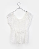 Shua lace punching ribbon puff blouse
