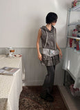 RIBBED BUTTON BOOTCUT PANTS