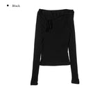 Kibe Ribbon Shirring Wool Tencel T-Shirt