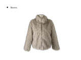 [Lining Quilting] Celan Hairy Fur Collar Jacket