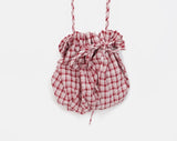 [Bag set] Rufus check cap sleeve shirring blouse
