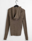 Cornet ribbed slim fit inner long sleeve hood t-shirt