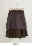 Shalon Unbalanced Pintuck Wool Flare Skirt
