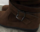 [Fur lining] Reveal vintage belt shirring suede 3cm middle boots