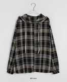 [unisex] Hikki Check Over Hood Shirt