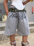Girls Front Lettering Bermuda Pants