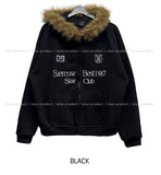 Sea Row Printing Fur Hood Zip-Up