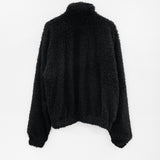 Weaving high neck fur zip-up