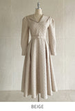 [PREMIUM] Piel Puff Collar Jacquard Long One Piece (Belt Set)