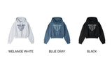 (W) DOODLE HEART CROP HOODIE