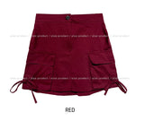 Bead ribbon cargo mini skirt