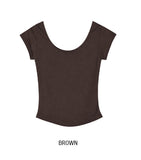 [1+1] Way Basic Slim U-Neck Short Sleeve