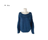 Pogo Openwork Loose Fit One-Shoulder Boat Neck Knit