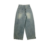 [A/M] Ruched Side Pintuck Washing Wide Denim Pants