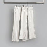 Color Raw Cotton Denim Slim Semi Bootcut Pants