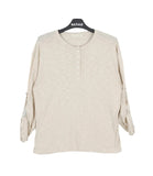 Heren Roll-up Slub Henley Neck Long Sleeve