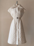 Redu Quilting Long Padding Coat Vest (Belt Set)