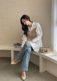 Moileen Layered Knit Shirt Blouse