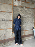 Pleated multi-tuck long wide slacks trouser