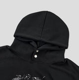 B-Pit Printed Snap Balloon Crop Hoodie
