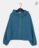 Ponel Grid Check Windbreaker Nylon Two-Way Hood Zip-Up