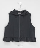 [BAONHAUS] Kenmot Nylon Frill Hood Zip-up Vest