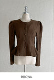 Brett Wrinkle Puff Peplum Jacket Blouse