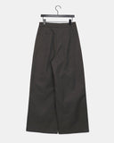 [Fake Layered SET] Chica Kitching Side Two-Button Pintuck Wrap Skirt Wide Long Pants