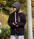 Corduroy layered hoodie jacket