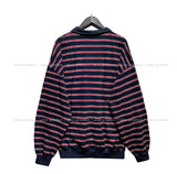 Arc collar patch stripe balloon sweatshirt