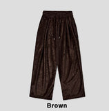 Melts velvet pintuck wide banding pants