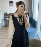 [Ribbon Brooch Set] Zenia Collar Shirred Blouse