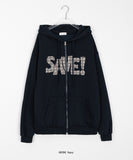 Lacony Check Lettering Hood Zip-Up