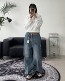 Denif Button Balloon Denim Pants