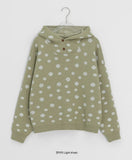 Hots High Neck Button Dot Hooded Knit