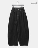 Difit raw big pocket denim wide long pants