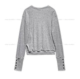 [wool 20%] Paul button detail v-neck knit