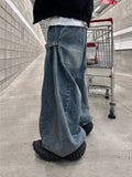 Folded Unuse Snap Denim Pants