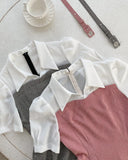 GN Seersucker Check Collar Puff One Piece (Belt Set)