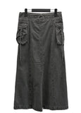 Pigmented cut cargo long skirt