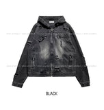 Chris Damage Hooded Denim Jacket
