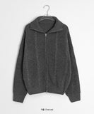Mikori two-way high neck cable crop knit zip-up