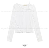 Line Overlock One Shoulder Long Sleeve