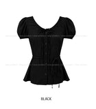 May Ribbon Pintuck Puff Blouse