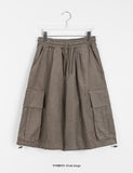 Corody Banding String Corduroy Cargo Bermuda Pants