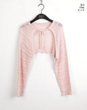 Hortter Punching Strap Knit Bolero Cardigan