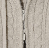 Grain Fisherman Knit Hooded Zip-Up