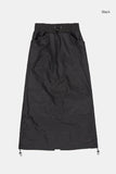 Hem side shirring nylon long skirt