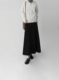 Flared Ribbed Long Skirt